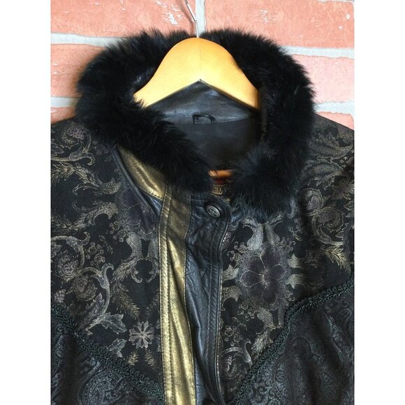 Vintage Exotic Fashions Women's Genuine Leather Jacket Snap Closure Black Large - Picture 2 of 10
